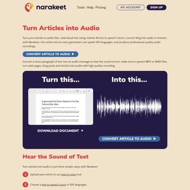 Convertir des articles en audio