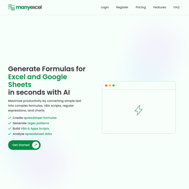 ManyExcel - generuj formuły dla Excela i Google Sheets w kilka sekund