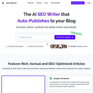 Journalist AI | Rédacteur d'articles IA pour le SEO