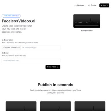 FacelessVideos.AI: Crea videos virales anónimos