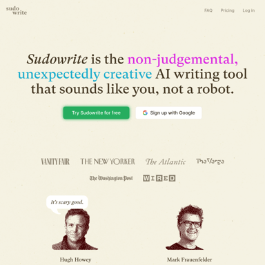 Sudowrite - Meilleur partenaire IA pour la fiction