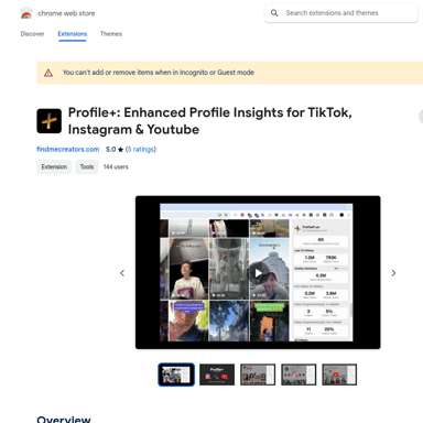 Profile+: Enhanced Profile Insights for TikTok, Instagram & Youtube