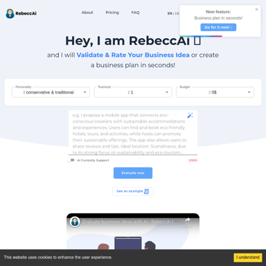 RebeccAi - AI-powered business idea evaluation and validation tool