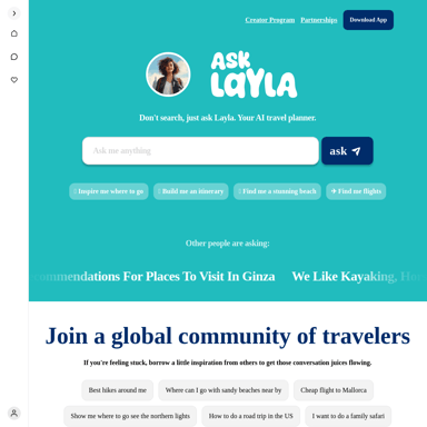 Ask Layla: Free Trip Planner AI 2024 | Trusted By Millions