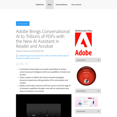 Adobe представляет AI-ассистента в Reader и Acrobat для работы с PDF