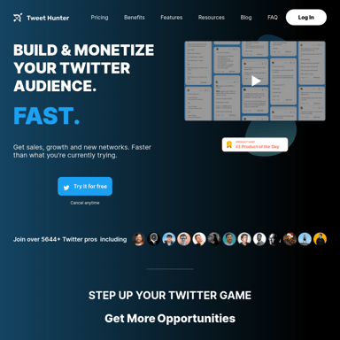 Tweet Hunter | Grow Your Twitter Audience with Powerful Tools