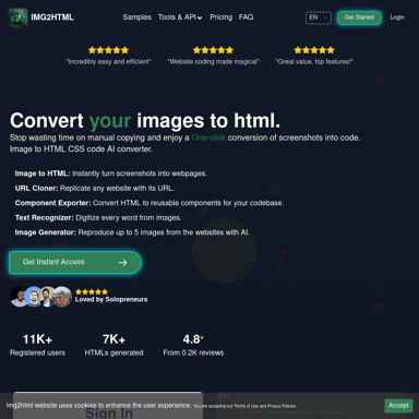 AI Image to HTML CSS Code Converter - IMG2HTML