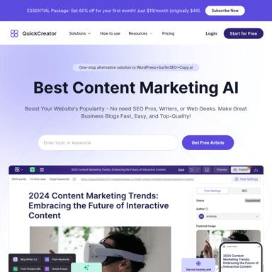 AI Content Marketing Plattform | QuickCreator