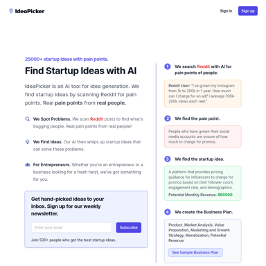 AI-Driven Startup Idea Generator | IdeaPicker