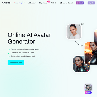 Artguru AI Avatar Generator - Erstellen Sie Ihr AI Avatar Online