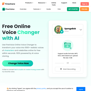 Free Online Voice Changer with AI Voice Cloning | FineVoice