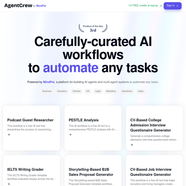 Awesome carefully-curated AI tools | AgentCrew