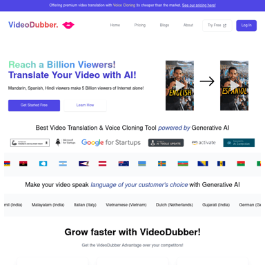 VideoDubber : Traduction vidéo AI et Synthèse vocale - Essai Gratuit