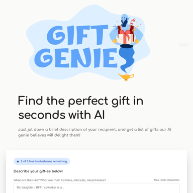 Gift Genie AI - Ideas de Regalos Personalizados