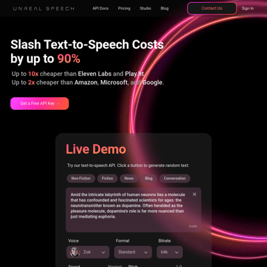 Unreal Speech: Text-to-Speech API für hochwertige Sprachsynthese