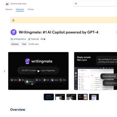 Writingmate: #1 AI Copilot на базе GPT-4 - Расширение для Chrome