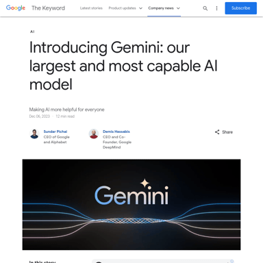 Introducing Gemini: Google's Most Capable AI Model