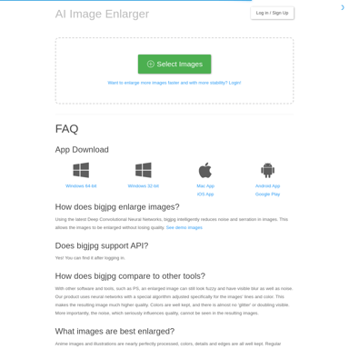 Bigjpg - AI Super-Resolution lossless image enlarging tool using Deep Convolutional Neural Networks