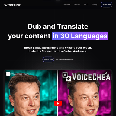 VOICECHEAP | AI-Powered Video Dubbing