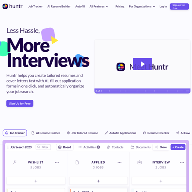 Huntr : Suivi de candidatures et création de CV alimentée par IA