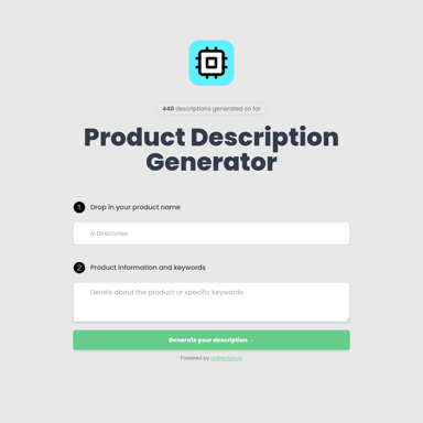 Generador de Descripciones de Productos Gratuito | AI Directories