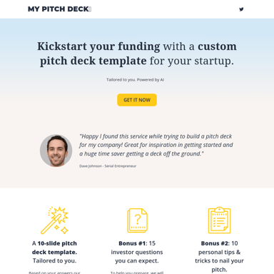 MY PITCH DECK - AI-Generated pitch deck templates for startups