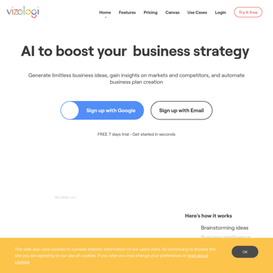 Vizologi - Генератор бизнес-планов на основе ИИ