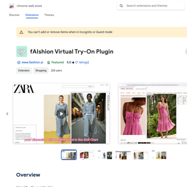 fAIshion Virtual Try-On Plugin - Wtyczka do przeglądarki Chrome