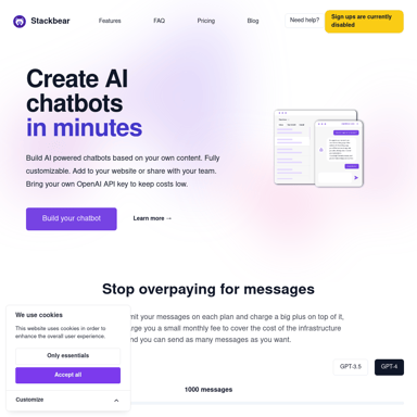 Stackbear: Create AI chatbots in minutes