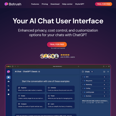 Botrush - AI Chat Interface with Enhanced Privacy and Features