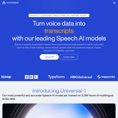 AssemblyAI | Modèles IA pour transcrire et comprendre la parole