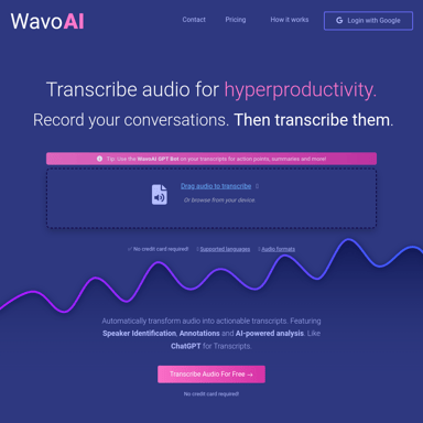 WavoAI - AI-Powered Transcripts & Summarization Tool