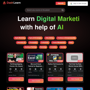 DashLearn - AI 기반 유튜브 강좌로 학습을 강화하세요