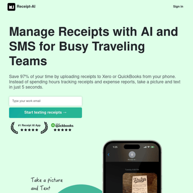 Receipts AI | Gestion des Reçus avec IA et SMS pour Équipes en Déplacement