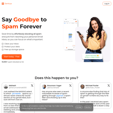 Sentrya | Eliminate Spam from Your Gmail