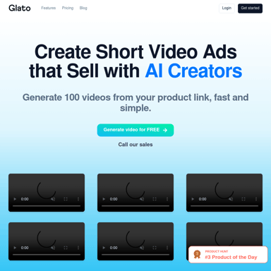 Glato: Crea anuncios de video cortos que vendan con IA