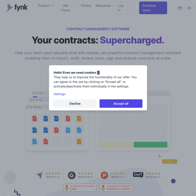 Software de gestión de contratos AI - Ganador de pruebas | fynk