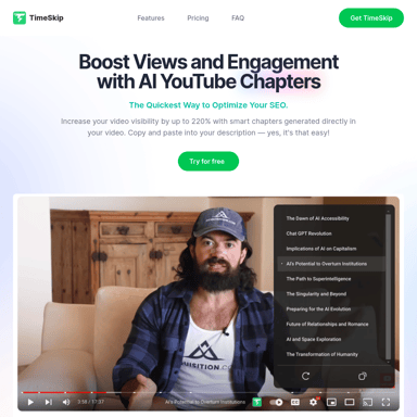 TimeSkip: Boost YouTube Engagement with AI Chapters