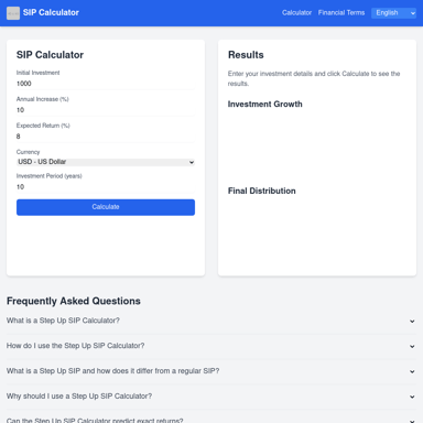 Calculateur SIP - Planifiez vos investissements avec Step-Up SIP