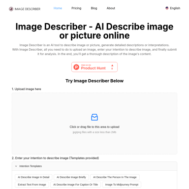 Image Describer - AI zur Bildbeschreibung online