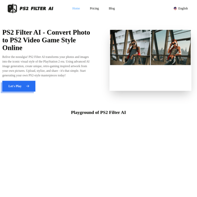 PS2滤镜AI - 在线将照片转换为PS2视频游戏风格