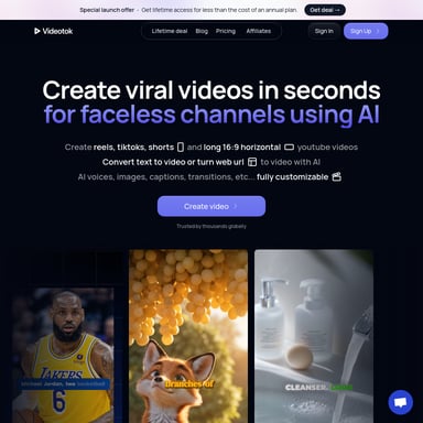 Videotok - AI Tool for Creating Faceless Videos