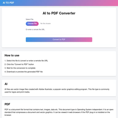 AI to PDFコンバータ：AIファイルをPDFに変換