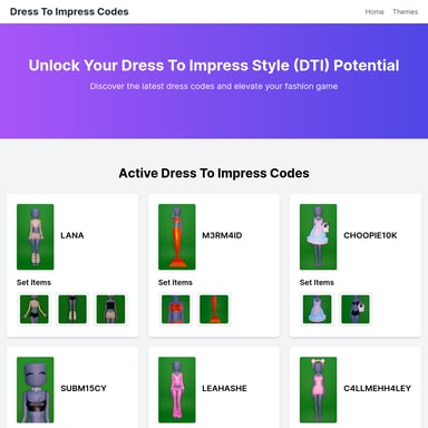 Dress To Impress 2024 最新潮流衣着代码