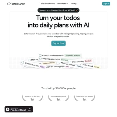 BeforeSunset AI - Twoje inteligentne narzędzie do planowania