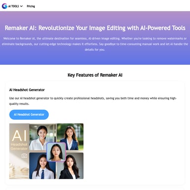 Remaker AI: Outils de retouche d'images propulsés par l'IA