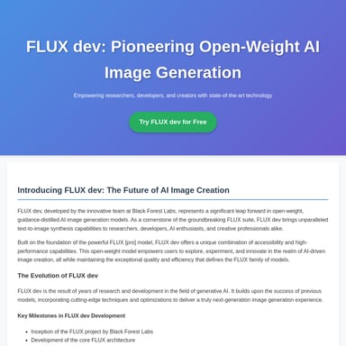 FLUX dev: Pionier der offenen KI-Bilderzeugung