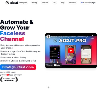 Aicut: Automate Faceless Video Creation for Social Media Growth