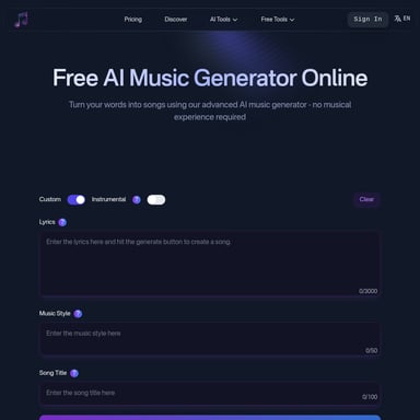 Kostenloser AI-Musikgenerator Online