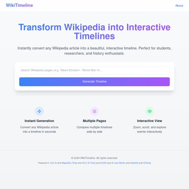 Transform Wikipedia into Interactive Timelines